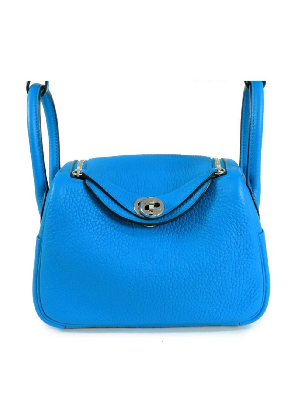 Hermes Lindy Mini 20 Blue Frida Silver Taurillon 2-Way Shoulder Bag
